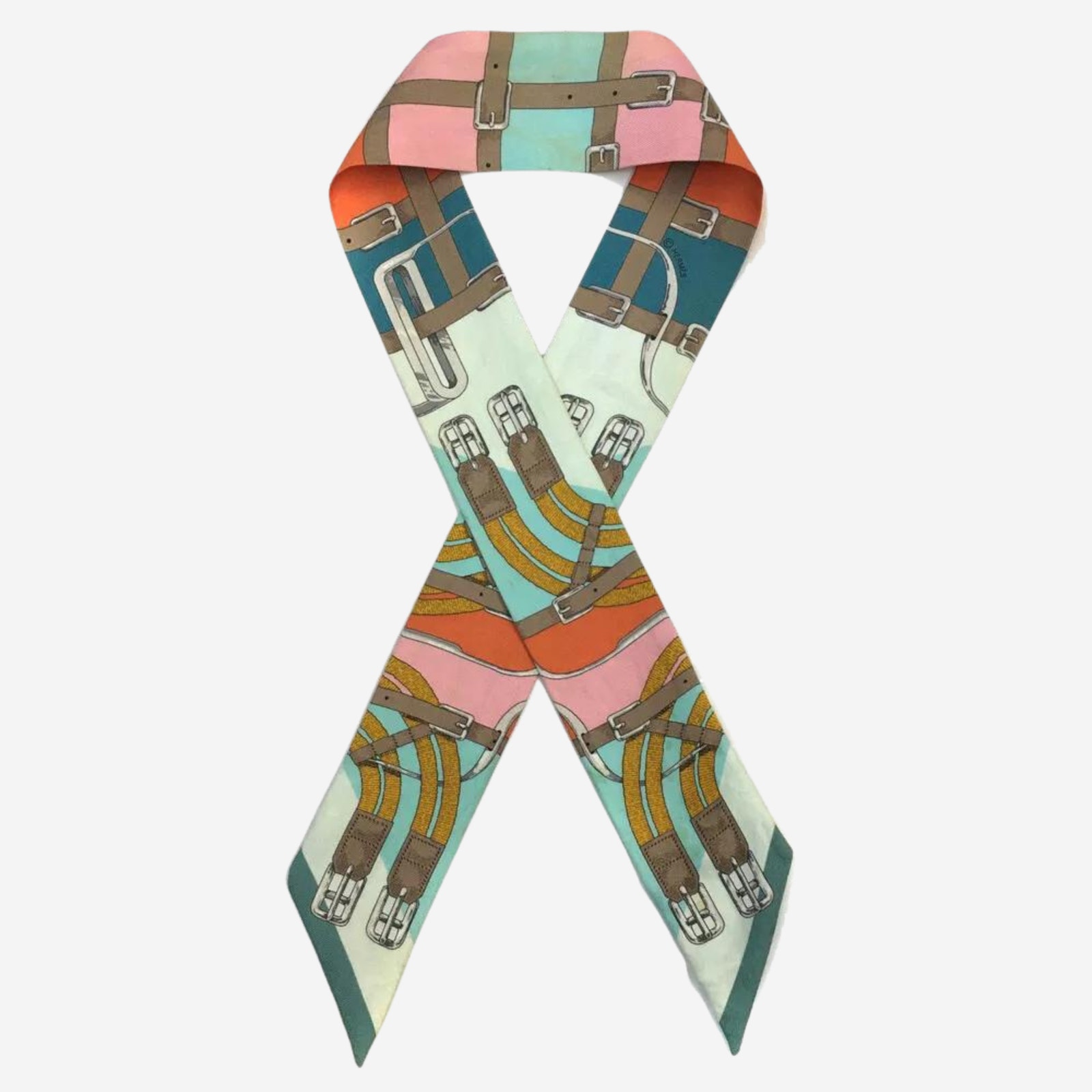 Hermes Grand Manege Twilly Multicolor 100 Silk Scarf